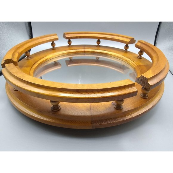 Other - Vintage Mirrored Wooden Lazy Susan with Rails
